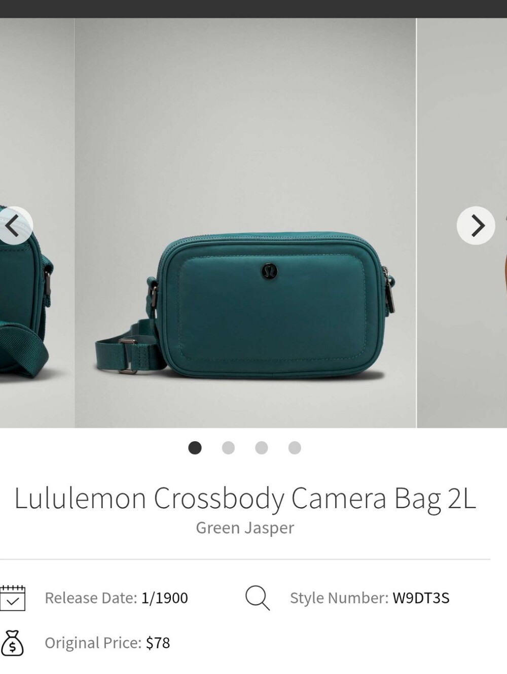 lululemon athletica Teal Green Jasper Crossbody Camera Bag
